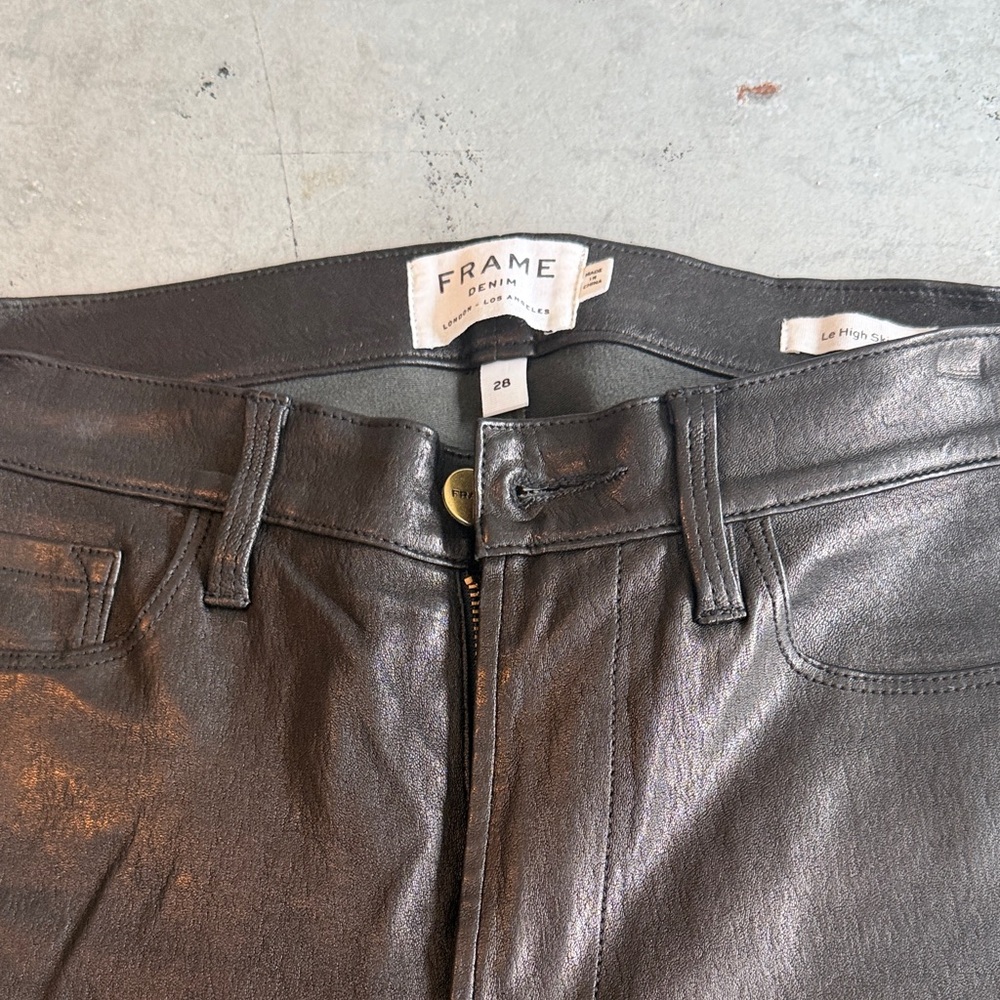 Black Leather high rise leather pants